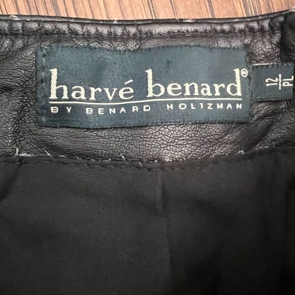 EUC 1980s Harvé Benard Straight Leg Leather Pants Vintage High Waist Size 12 PL - Picture 7 of 9